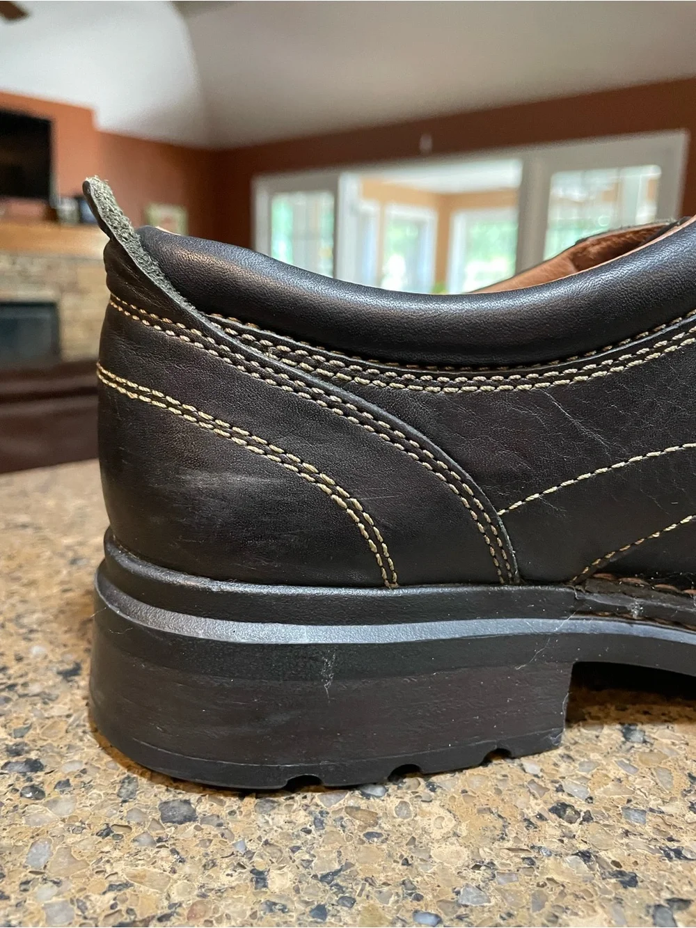 Clarks Un.Ravel Sz 12 Black Leather Business Casual Breathable Rugged Work Shoe